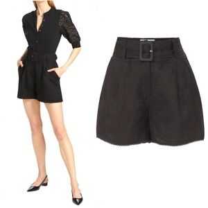 Veronica Beard Hobbes Eyelet Trim High Rise Belted Dressy Short Size 4 NEW